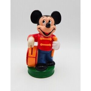 Disney Mickey Mouse Coin Piggy Bank Marching Band Drummer PVC Rubber Plastic